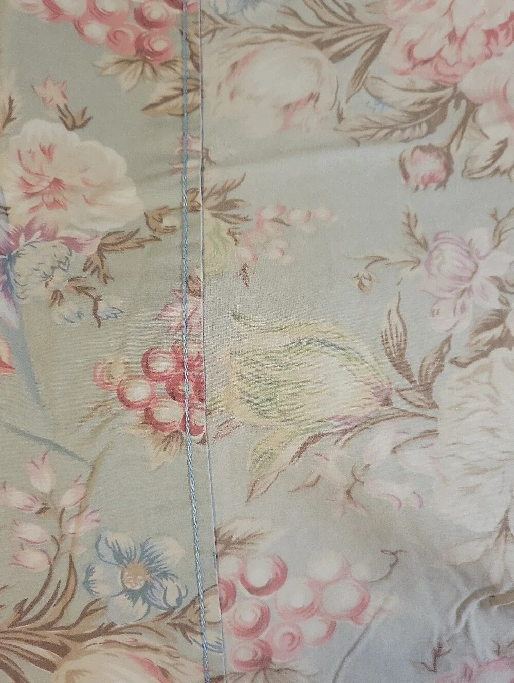 Ralph Lauren Home Charlotte Queen Flat Sheet Floral 90s Sage Green Vintage Roses